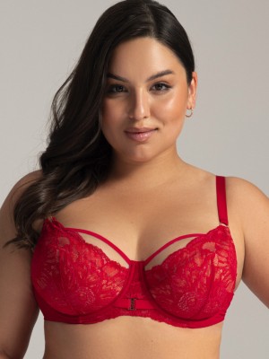 Полуподплатен сутиен в червено AV 2157