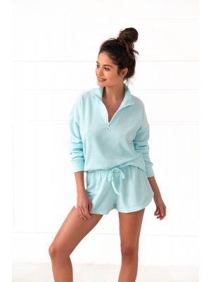 Дамска пижама с дълъг ръкав в цвят мента Tabby