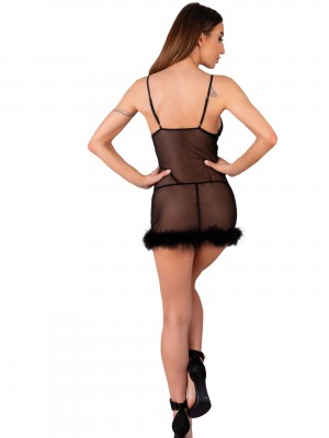 Черна секси нощница с прашки Zerunam