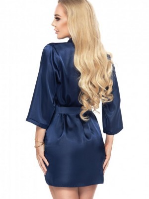 Aria сатенен халат, тъмносин цвят Aria сатенен халат, тъмносин цвят