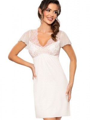 Perla нощница с къс ръкав в цвят екрю Perla нощница с къс ръкав в цвят екрю