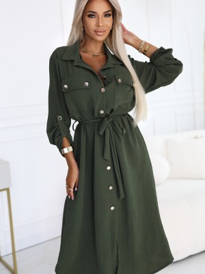 531-5 Рокля тип риза в цвят каки