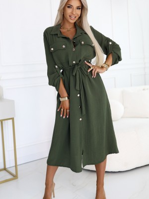 531-5 Рокля тип риза в цвят каки