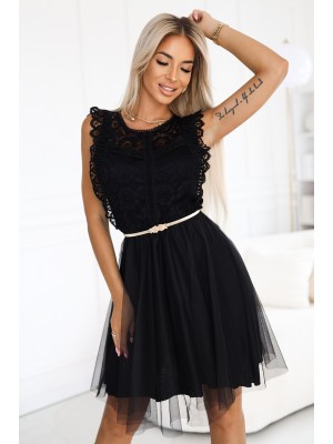 GRETA 454-5 Елегантна рокля в черен цвят