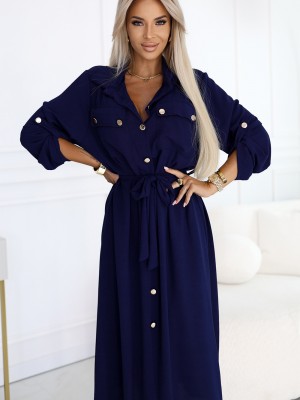 531-6 Рокля тип риза в тъмносиньо
