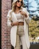 629-1 Стилна овърсайз жилетка в бежов цвят