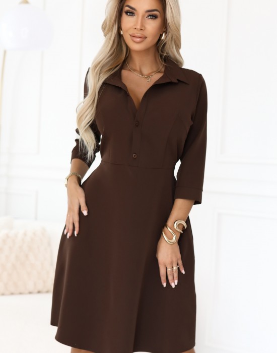 SANDY 286-9 Елегантна рокля в кафяв цвят
