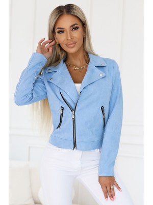 481-3 Късо велурено яке в светлосин цвят
