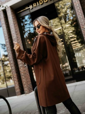 632-2 Стилно палто в кафяв цвят