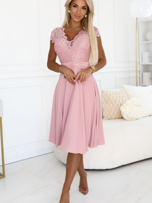 381-6 Елегантна рокля от шифон в розово