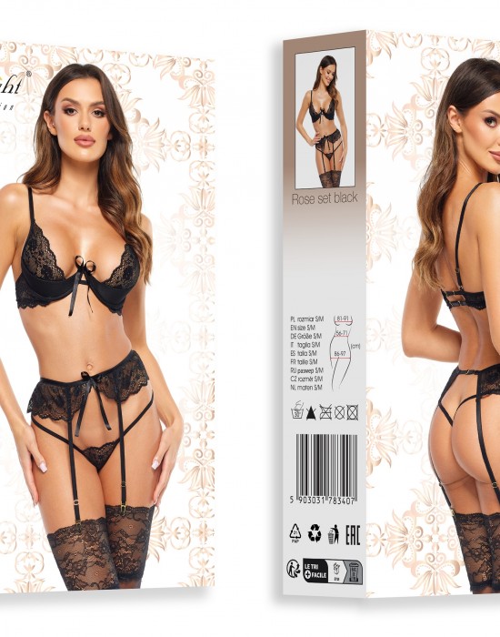 Луксозно секси бельо от три части Rose black Луксозно секси бельо от три части Rose black