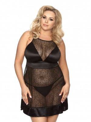 Секси нощница Koszulka-Elisya-stringi-GRATIS-Czarny