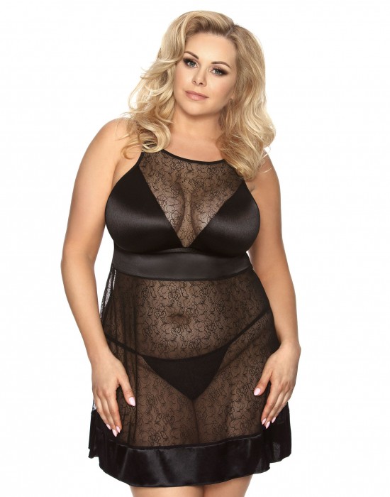 Секси нощница Koszulka-Elisya-stringi-GRATIS-Czarny