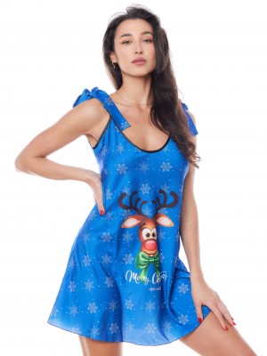 Секси нощница Koszulka-Aster-Blue-Blue