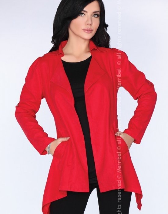 Асиметрично дамско сако в червено CG026, Merribel, Връхни - Complex.bg