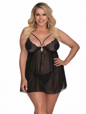 Секси нощница Koszulka-Skylee-Czarny