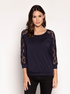 Дамски топ Bluzka-Celine-Granatowa-Granatowy