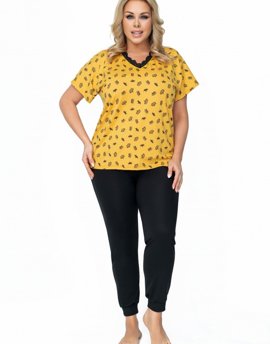 Дамска пижама Piama-Queen-Plus-Size-Musztardowy