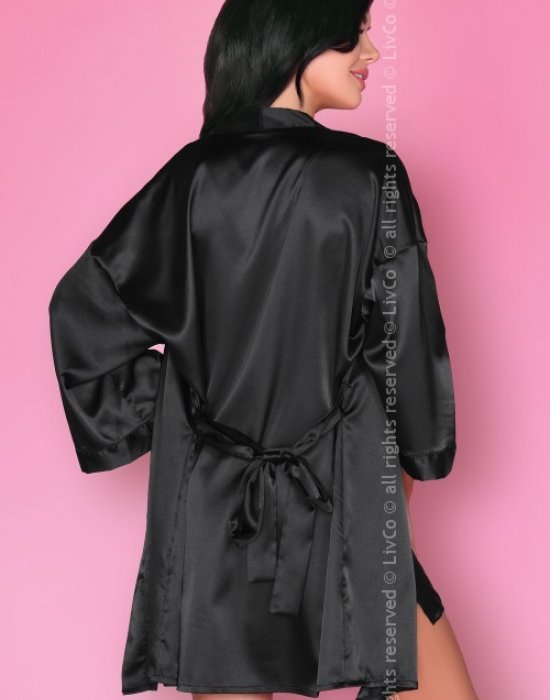 Луксозен сатенен халат в черно Dorettela, LivCo Corsetti Fashion, Секси Халати - Complex.bg