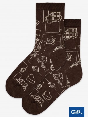 Къси чорапи Skarpetki-Wedel-socks-04-Dark-Choco