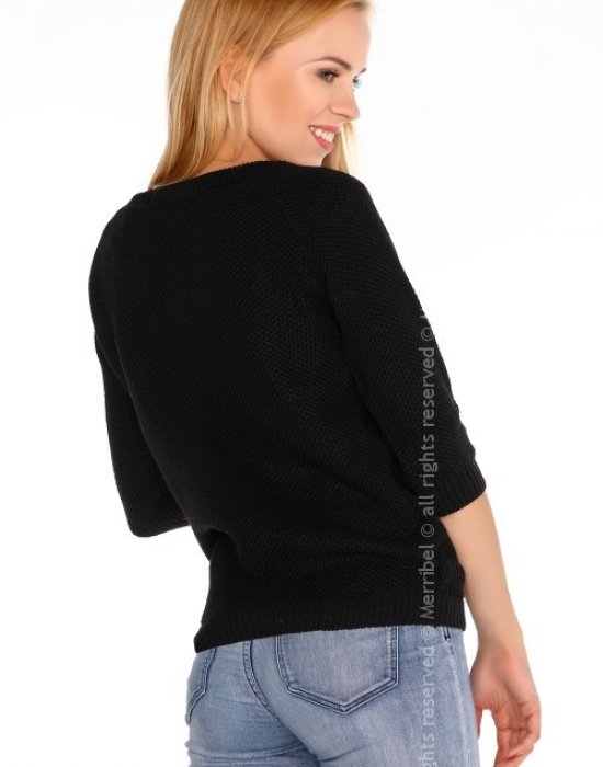 Дамски черен пуловер с 3/4 ръкав Elpidana, Merribel, Блузи / Топове - Complex.bg