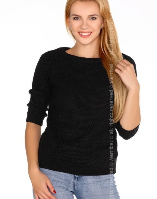 Дамски черен пуловер с 3/4 ръкав Elpidana, Merribel, Блузи / Топове - Complex.bg