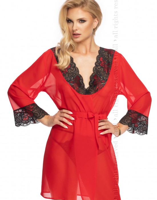 Луксозен секси халат Szlafrok-Oriana-Czerwony-Czerwony