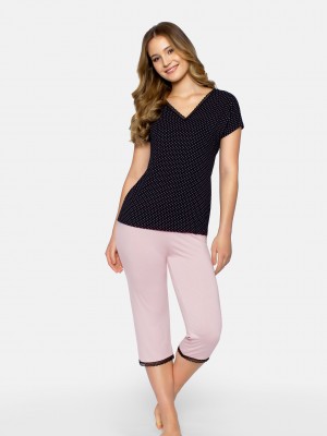 Дамска пижама Piama-Cleo-P-Czarna-Czarno-Rowy