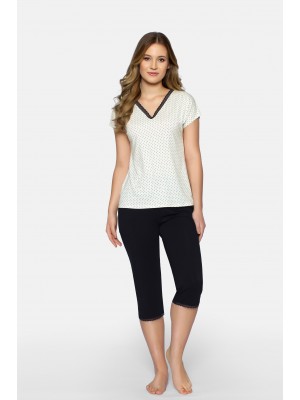 Дамска пижама Piama-Cleo-P-Ecru-Ecru-Czarny