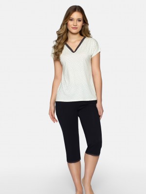 Дамска пижама Piama-Cleo-P-Ecru-Ecru-Czarny