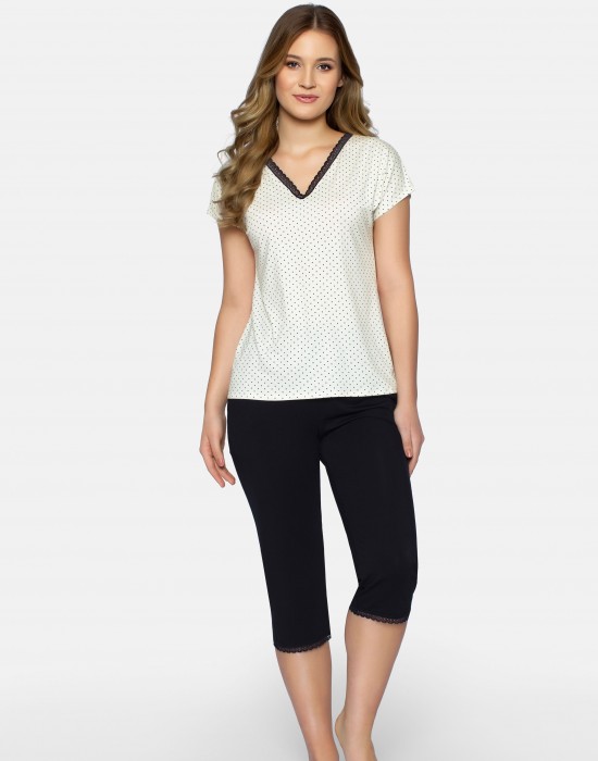 Дамска пижама Piama-Cleo-P-Ecru-Ecru-Czarny