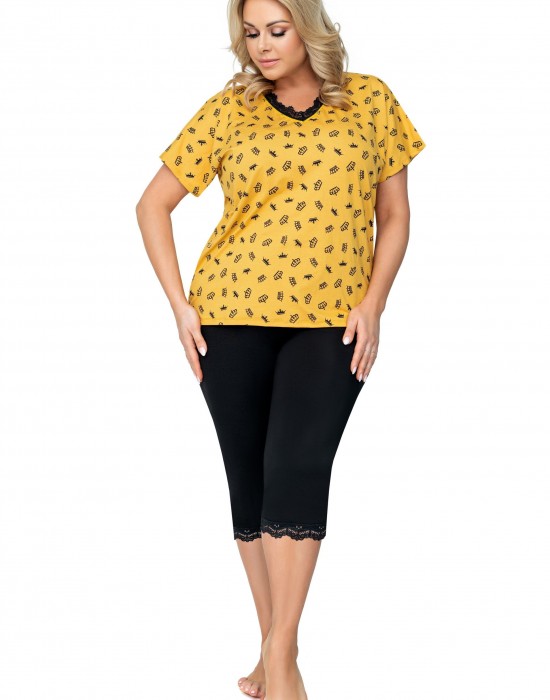 Дамска пижама Piama-Queen-34-Plus-Size-Musztardowy