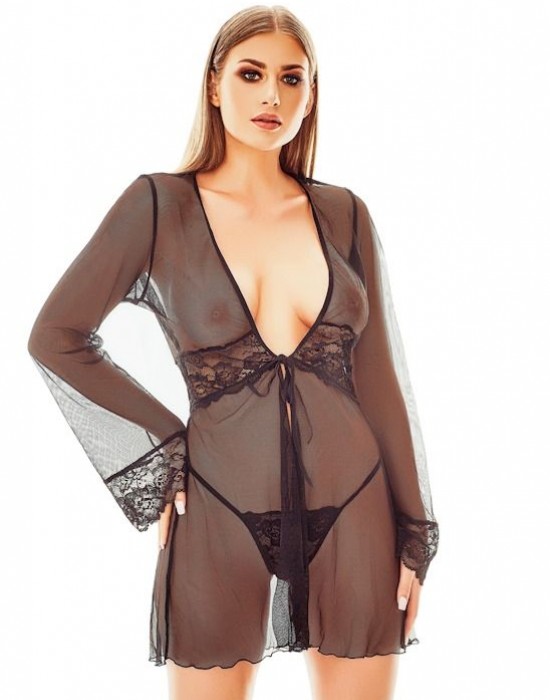 Секси халат Szlafrok-Maxine-Czarny