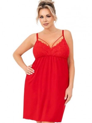 Нощница Koszula-nocna-Sylvia-Plus-Czerwona-Czerwony