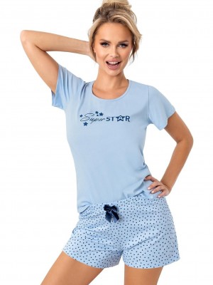 Дамска пижама Piama-Star-Short-Niebieska-Niebieski