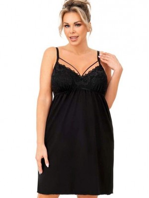 Нощница Koszula-nocna-Sylvia-Plus-Czarna-Czarny