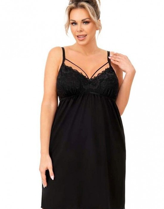 Нощница Koszula-nocna-Sylvia-Plus-Czarna-Czarny