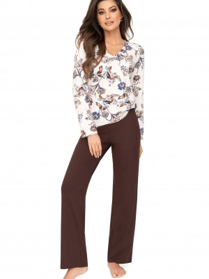 Дамска пижама Piama-Naomi-Long-Brown-Brown