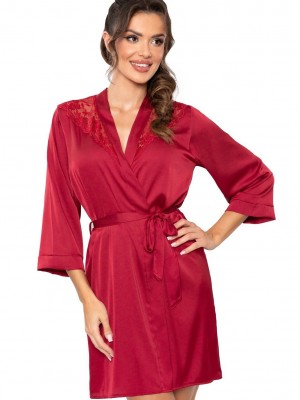 Секси халат Szlafrok-Mari-Bordowy-Bordowy