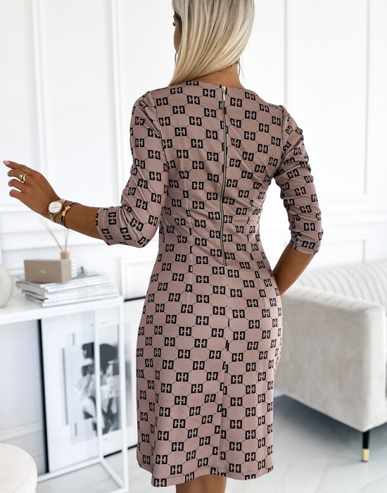 Къса дамска рокля в бежов цвят 420-3