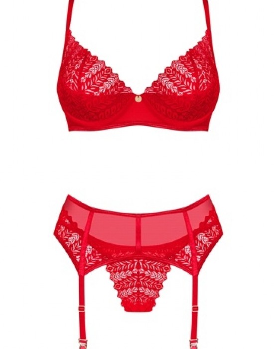 Секси комплект от три части INGRIDIA в червен цвят