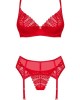 Секси комплект от три части INGRIDIA в червен цвят
