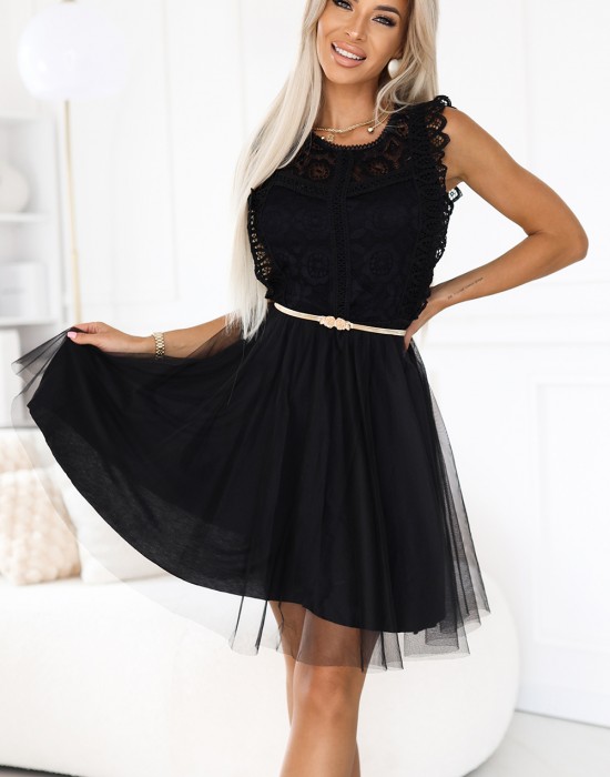 GRETA 454-5 Елегантна рокля в черен цвят