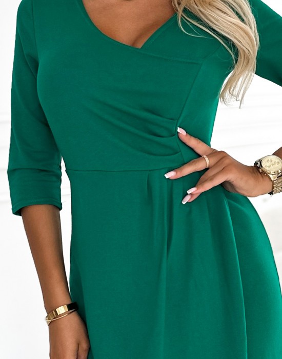 Дамска миди рокля в зелено 255-4