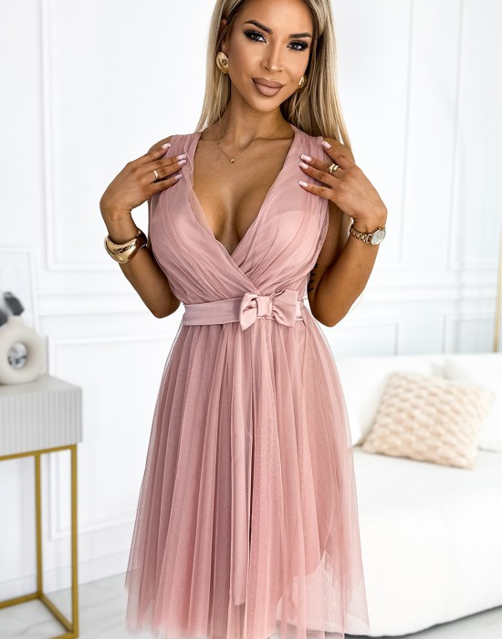 Елегантна рокля с дълбоко деколте 523-1