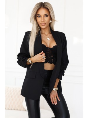 Класическо черно сако с набор на ръкавите 588-1