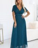 Дълга зелена рокля с брокат 635-1