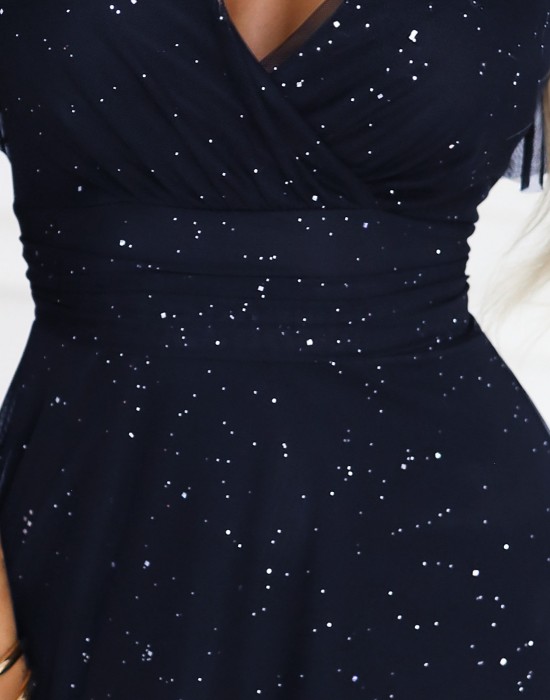 Дълга тъмносиня рокля 635-3