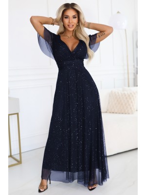 Дълга тъмносиня рокля 635-3