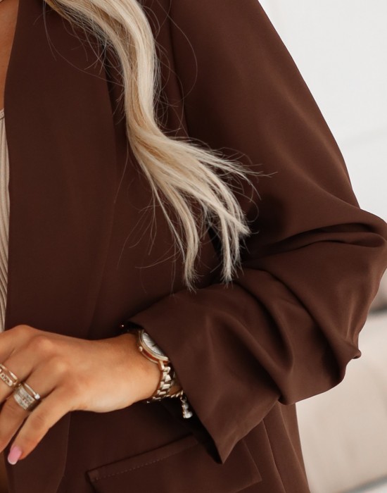 Класическо кафяво сако с набор на ръкавите 588-3